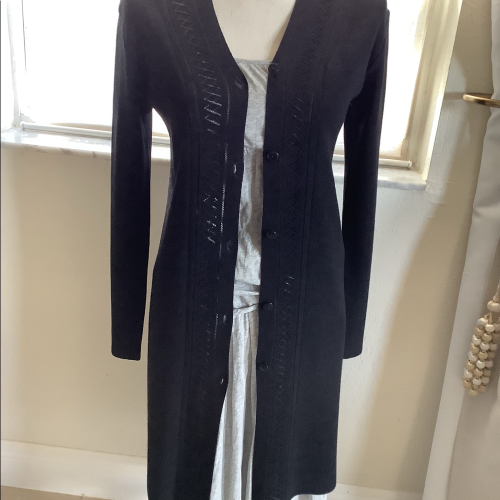 NWOT DKNY BLACK KNIT LONG CARDIGAN SWEATER